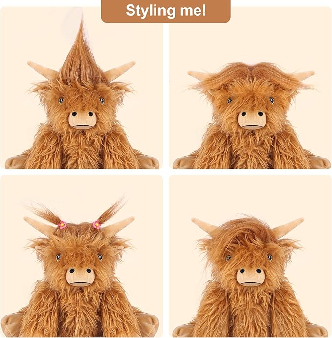 2Pcs Heatable & Coolable Highland Cow Stuffed Animal Plushie, Microwavable Heating Pad for Soothing & Relaxation, Lavender Scented Cattle Plush Toys for Stress Relief, Stuffed Cow Gifts