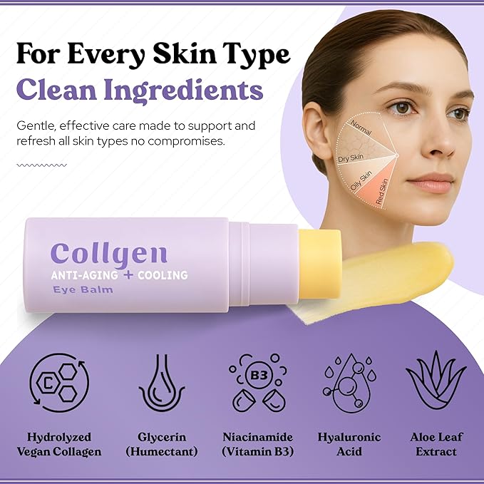 Bella Bliss Collagen Eye Balm Stick for Dark Circles, Puffiness & Wrinkles – Cooling Under Eye Cream with Collagen, Anti-Aging & Hydrating Formula – Made in Korea - 0.35 oz / 10 g - Pack of 1
