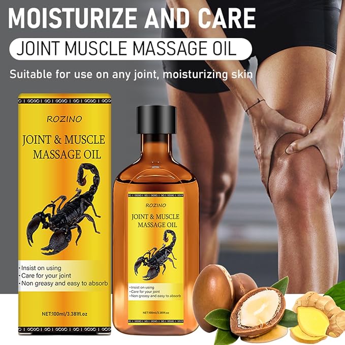 Soothing Massage Oil for Muscle Relaxation & Joint Comfort，Infused with Argan Oil, Ginger & Jojoba Oil， Fast Absorbing, Non Greasy Formula for Hydrating Skin Care (3.38FLOZ)