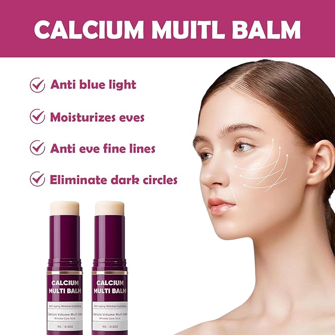 Calcium Multi Balm Stick, Calcium Volume Multi Balm, Korean Collagen Hydrating & Moisturizing Stick, Anti-Aging, Firming Skin, Reduce Fine Lines, Suitable for Face, Eyes, Neck (2)