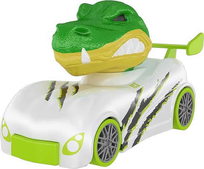 Knuckle Headz Pop-Up Racer Car Toy, Friction-Powered Pull Back Race Car, Head Popping Fun Gift for Kids, Boys, Girls, Ages 3+, Dinosaur
