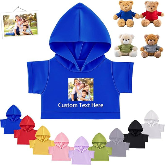 Personalized Teddy Bear Clothes with Photo Text, Custom Stuffed Animal Clothes Fit 8-16inch Stuffed Bear Clothing, Personalized Doll Clothing Make Your Own Plush Doll Shirt
