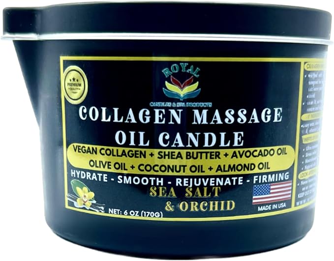Massage Oil Candle, Body Massage Oil Candle, Candle Massage Oil, Aromatherapy Candle, Couple Massage Oil Candle, 6 oz. with Pouring spout - Sea Salt & Orchid Scent