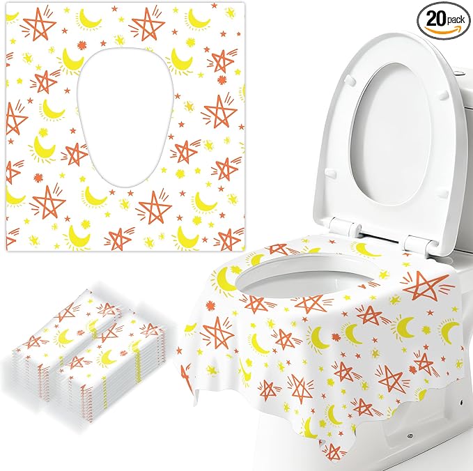 20 Pack Toilet Seat Covers for Kids, Toilet Seat Covers Disposable -Extra Large, Waterproof, Individually Wrapped, Portable Travel Pack for Toddlers Potty Training, Public Restroom, Airplane, Trip