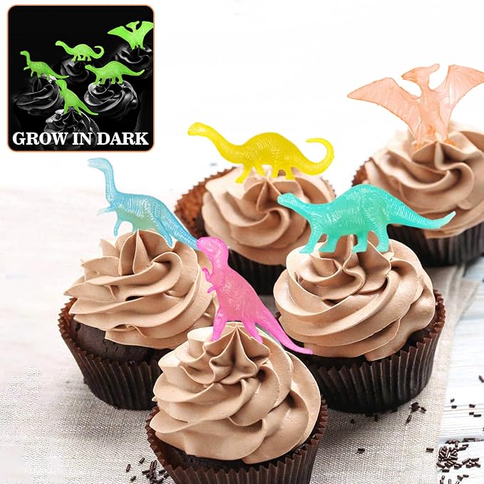OuMuaMua 78pcs Glow in The Dark Dinosaur Toys Set, Mini Plastic Realistic Dinosaur Figures Glow Toys for Kids Toddler Goody Bag Stuffers, Dinosaurs Theme Party Favors Supplies