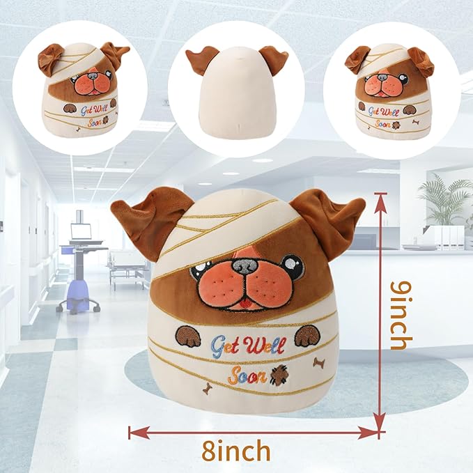 Get Well Soon Plush Dog – Injured Bulldog Stuffed Animal Adorable Bandages, Perfect Get Well Gift for Bulldog Lovers 9 Inch