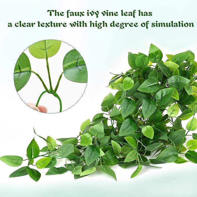 Waipfaru Fake Hanging Plants, 4Pcs Faux Ivy Pothos Vines Greenery | Artificial Hanging Plant for Wall Home Bedroom Living Room Aesthetic Kitchen Office Aesthetic Kitchen Indoor Outdoor Decor