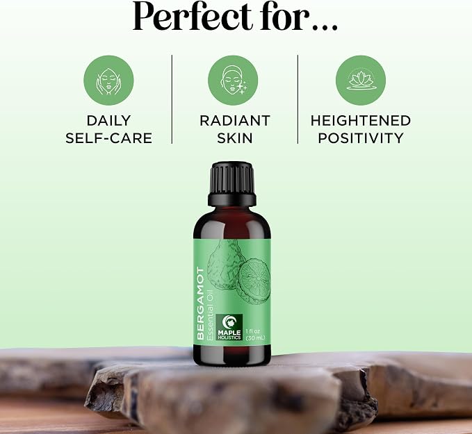 Bergamot Essential Oil for Diffuser Aromatherapy - 100% Pure Citrus Bergamot Oil for Hair Skin and Nails Plus Undiluted Relaxing Aromatherapy Essential Oil for Diffusers Baths and Topical Uses 1oz