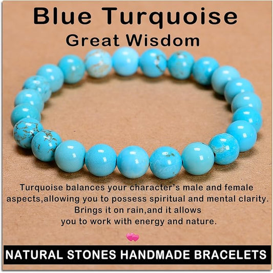 AD Beads Handmade Gemstone Stretch Elastic Bracelet Crystal Healing Reiki Nature's Beauty and Spiritual Essence Unisex