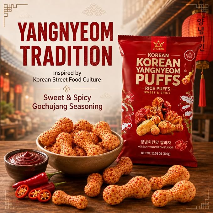 Premium Korean Sweet and Spicy Puffs | Authentic Korean gochujang seasoning crunch perfect for snacking for parties movie nights