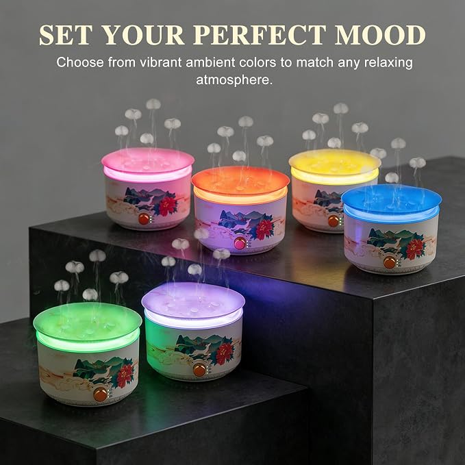 Essential Oil Diffuser 360ML，Jellyfish Diffuser Cool Mist Ultrasonic Aroma Aromatherapy Diffuser with Remote Control 7 Light 2 Mist Mode for Home Bedroom Office Hotel (White)
