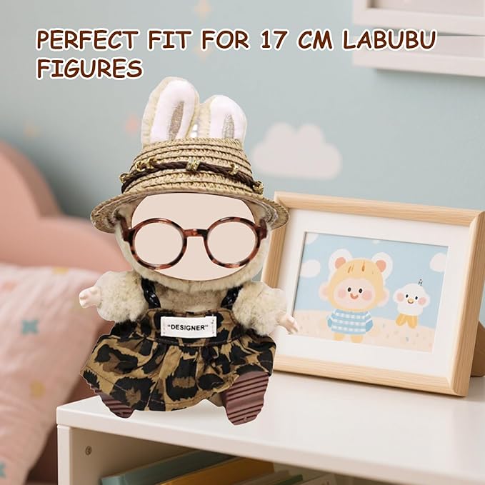 17cm Doll Clothes Set (6-Pcs Outfit), Stylish Clothing for Bunny Doll with Top, Pants, Shoes & Accessories, Just Clothes