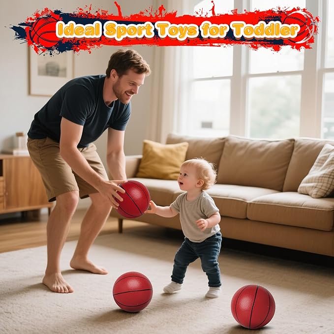 4pcs Mini Basketballs - 6 Inch Portable Rubber Balls for Toddlers with Pump, Suitable or Boys and Girls to Play Indoor and Outdoor, a Special Sports Gift for Toddlers Aged 3 Years Old and Above