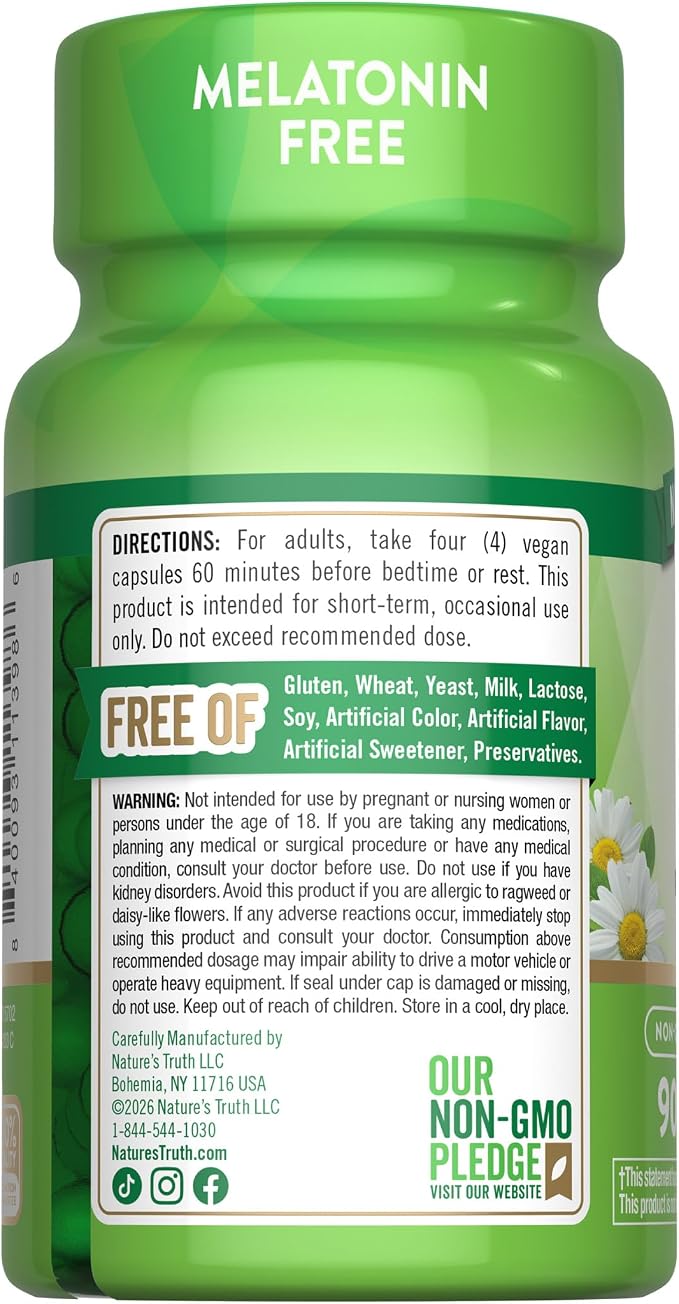 Nature's Truth Calm Caps | 90 Capsules | with Passion Flower and Chamomile | Vegan, Non-GMO & Gluten Free Supplement