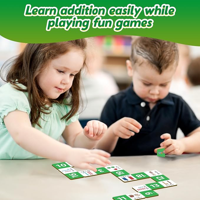 Addition Dominoes Set,Math Games for Kids,Math Manipulatives,Counting Toys,Learning Games,Preschool Learning Activities,Homeschool Supplies,Kindergarten Classroom Must Haves,1st 2nd 3rd Grade