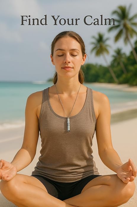 MirMind 2Pcs Breathing Necklace for Stress Relief-Mindful Exhale Tool Anxiety Reduction, Meditation & Relaxation-Stainless Steel Pendant for Deep Mindfulness Breathing-Portable Calm Aid