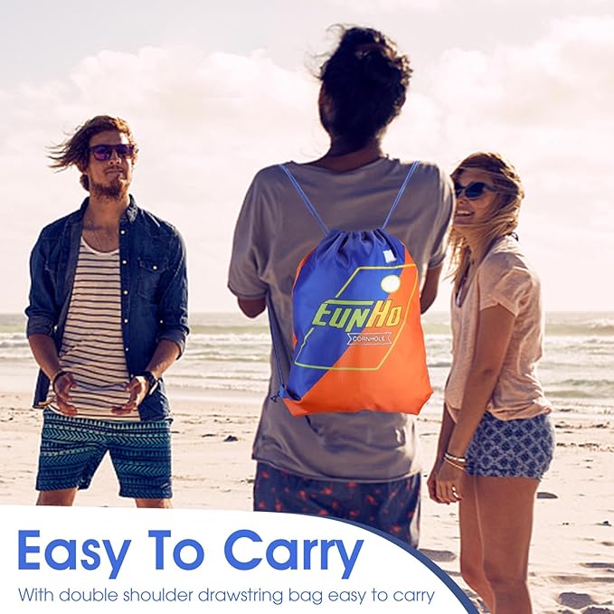 EunHo Regulation Cornhole Bags Set of 8 - Dual Sided Slick and Stick Cornhole Bean Bags for Tossing Game Professional All Weather Pro Corn Hole Bags with Tote Bag