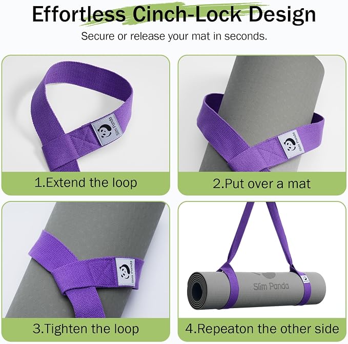 Slim Panda Yoga Mat Straps for Carrying, Adjustable Yoga Mat Carrier Sling Fits All Mats(Mat Not Included)