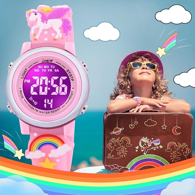 3D Cartoon Waterproof Watches for Girls with Alarm - Best Toys Gifts for Girls Age 3-12
