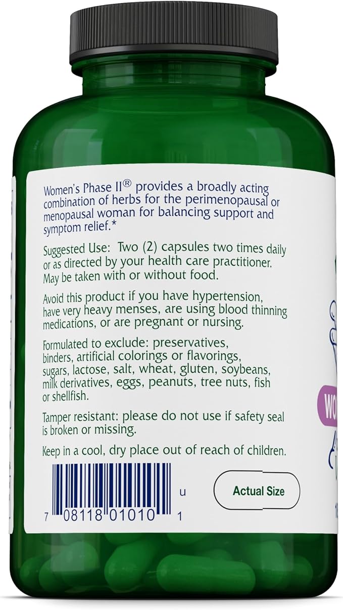 Vitanica Women's Phase II, Menopause Support, Vegan, 180 Capsules