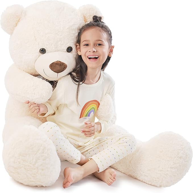 Poutmac 47 inch Giant Teddy Bear Stuffed Animal White Big Plush Teddy Bear Valentine's Gift for Girlfriend Soft Stuffed Bear Animals for Christmas,Birthday,Mother's Day
