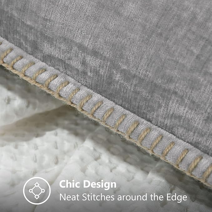 decorUhome Soft Chenille Throw Pillow Covers 24x24 Set of 2 Neutral Gray | Fall Textured Decorative Throw Pillow Cases Stitched Edge Modern Farmhouse Luxury Boho Velvet for Couch Sofa Bed Home Decor