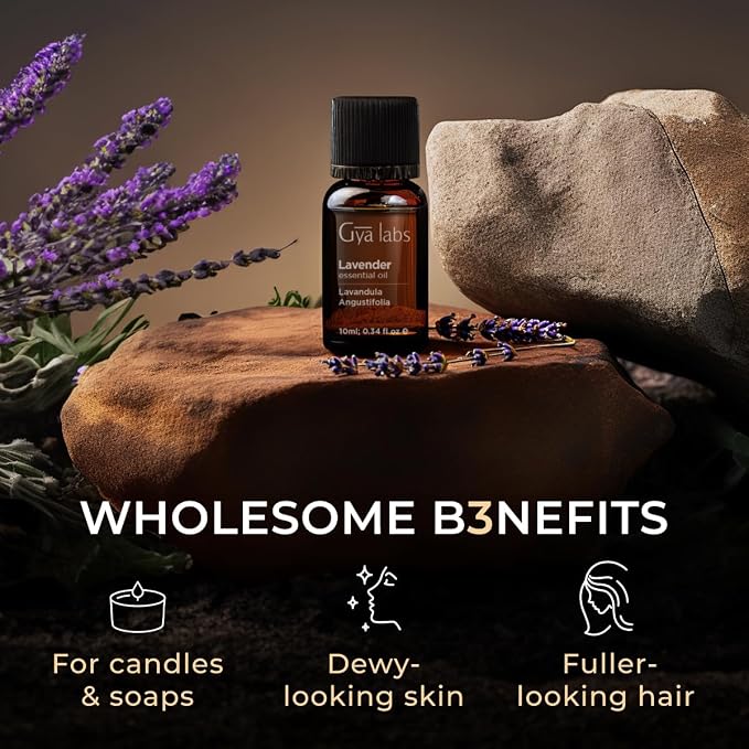 Rose Essential Oils for Skin Use & Lavender Essential Oil for Diffuser Set - Aromatherapy Grade Essential Oils Set - 2x0.34 fl oz - Gya Labs