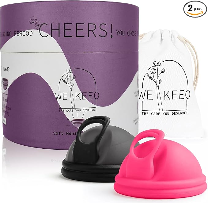 Reusable Menstrual Disc (2 Pack) - Soft Medical Grade Silicone Period Disc for Light & Heavy Flow, Leakproof 12-Hour Protection, Easy Removal, Menstrual Cup, Tampon & Pad Alternative, Two Sizes
