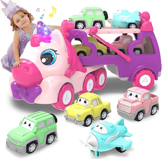 Toys for 3 4 5 6 7 Year Old Toddler Girl,Carrier Truck Princess Cars for Girls,Light & Sound,3 4 5 6 Year Old Girl Birthday Gifts