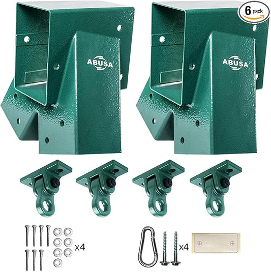 ABUSA Heavy Duty Swing Sets Brackets Including 2 Green A-Frame Swing Set Brackets and 4 Swing Hangers for Playground Equipment Mounting Parts Hardware Included (Light Green)