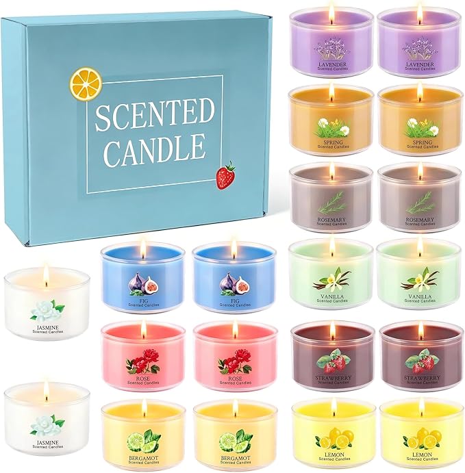 20 Pack Scented Candles, 1.6 oz Mini Candles Bulk, Small Candles Set with 10 Fragrances, Natural Soy Wax, Aromatherapy Gifts for Home Decor, Yoga, Relaxation, Women