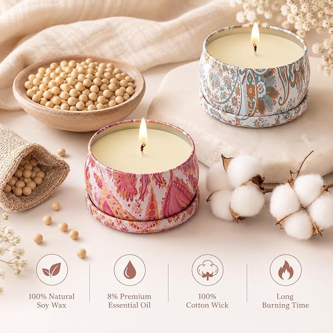Scented Candles Gifts Set for Women, 9 Pack Aromatherapy Candles Pack Soy Wax Include Lavender, Jasmine and Vanilla Scented for Bridesmaid, Birthday, Valentine's, Mother's Day, Bath, Yoga