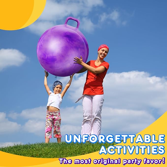 Lewtemi 2 Pcs 31 Inch Big Bouncing Ball with Handle Jumping Hopper Bouncy Ball for Adults Exercise and Air Pump for Outdoor Sports Game(Gradient Purple, Gradient Blue)