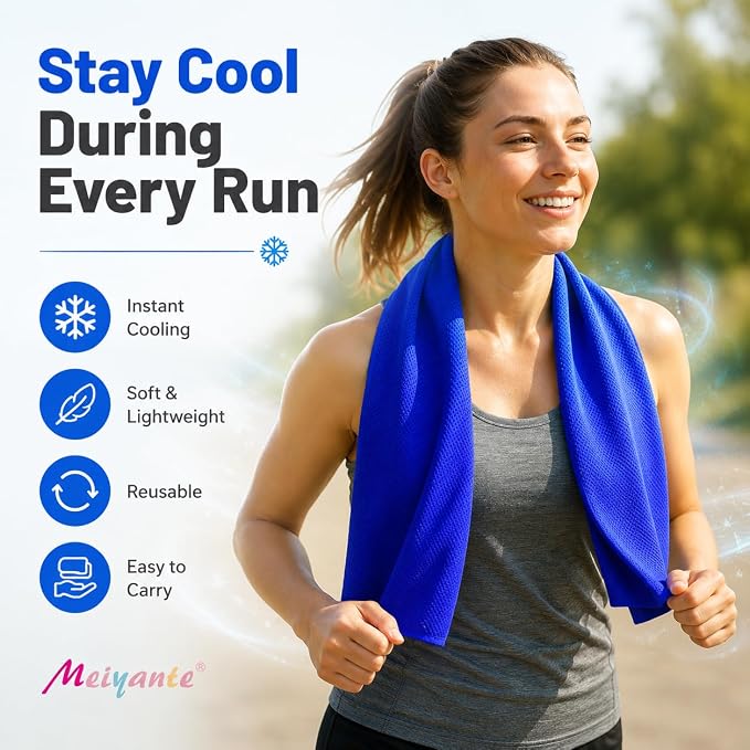 Cooling Towel for Neck and Face - 43.3" x 15.7" - Quick-Dry Microfiber - Ideal for Hot Weather, Gym, Fitness, Camping, Yoga Sport, Golf - Navy Blue
