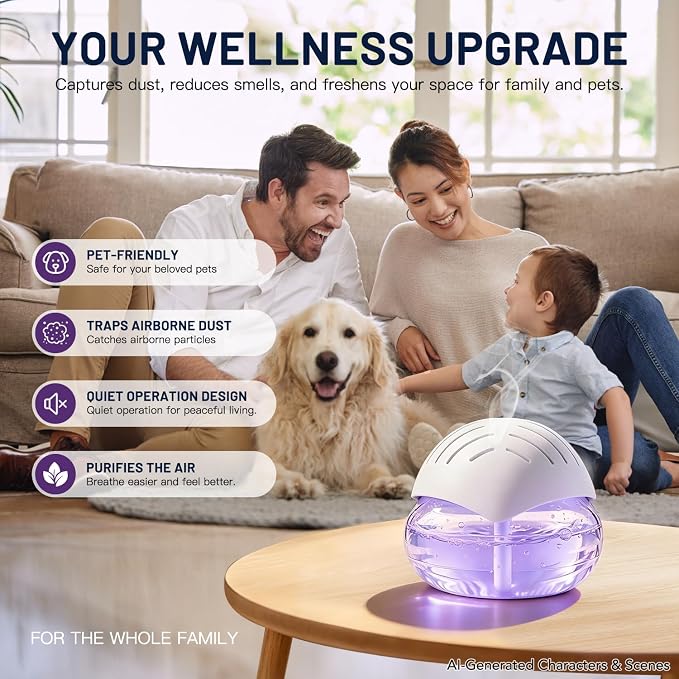 BBMars Essential Oil Diffuser, Water Washable Aromatherapy Air Purifier with 7 Colors LED Night Light, Portable Mini Air Freshener Cleaner for Smoke Pet Odor Home Office Bedroom