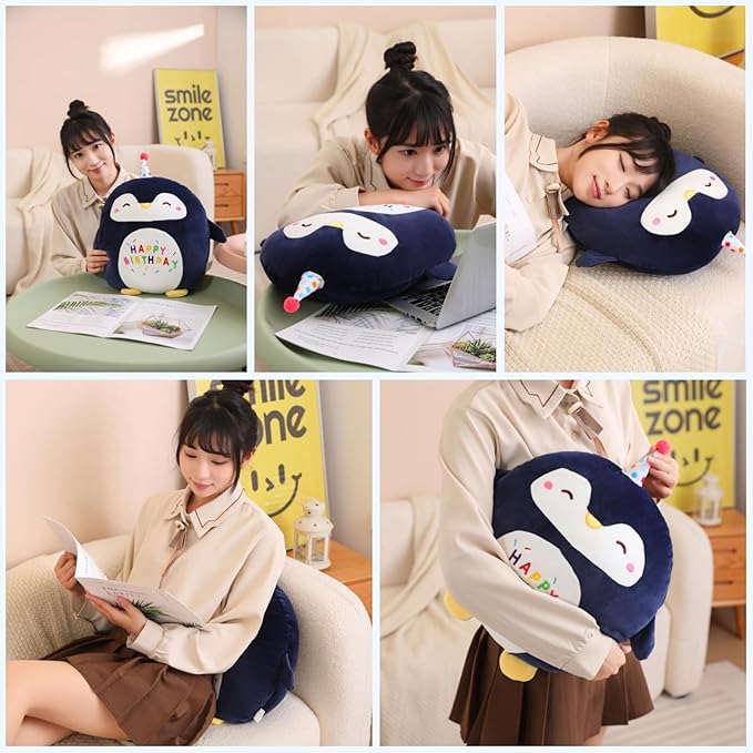 Penguin Plush Toy Penguin Stuffed Animal Cute Birthday Penguin Plushies Pillow Soft Happy Birthday Plush Toy Gifts for Kids Home Decor