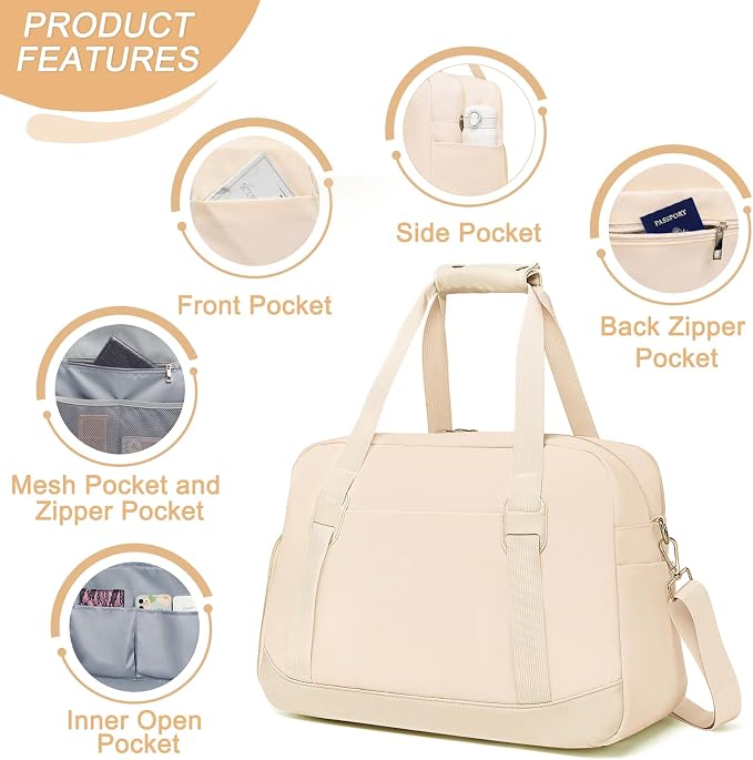 Sports Gym Bag for Women, Travel Duffle Bag with Shoe Compartment & Wet Pocket, Fitness Yoga Bag