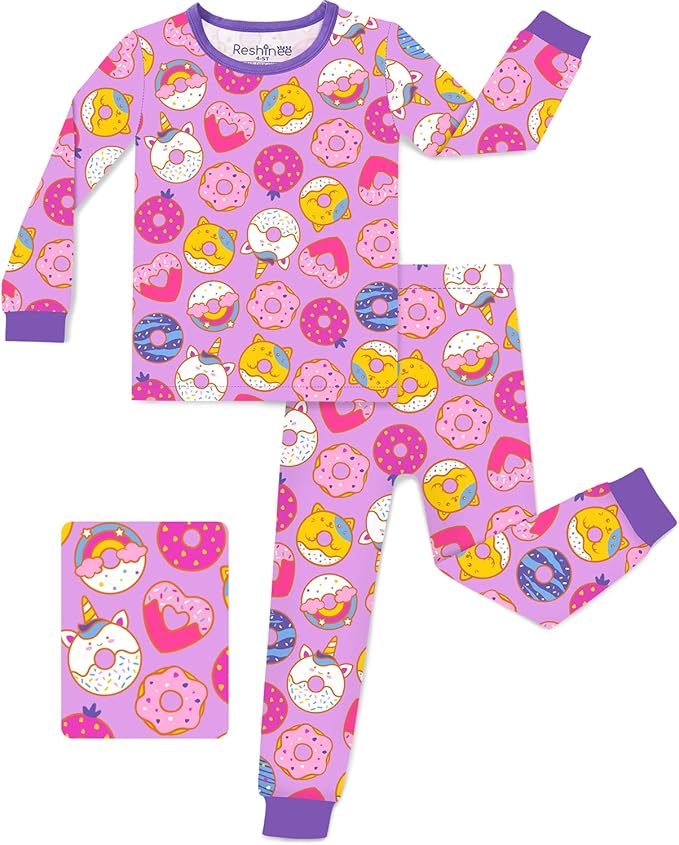 Bamboo Viscose Toddler Girls Kids Pajamas Unicorn Mermaid Pjs Long Sleeve Snug fit 12M-8Y 2pcs Soft Jammies