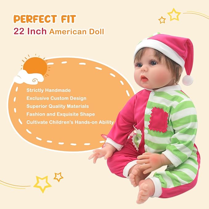 DC-BEAUTIFUL 12 Pcs Doll Clothes Set Fit 22 Inch Reborn Baby Dolls, 4 Complete Set Outfits Accessories Includes Rompers Headband Socks Bib Hat and Toy Bear for Girls Birthday