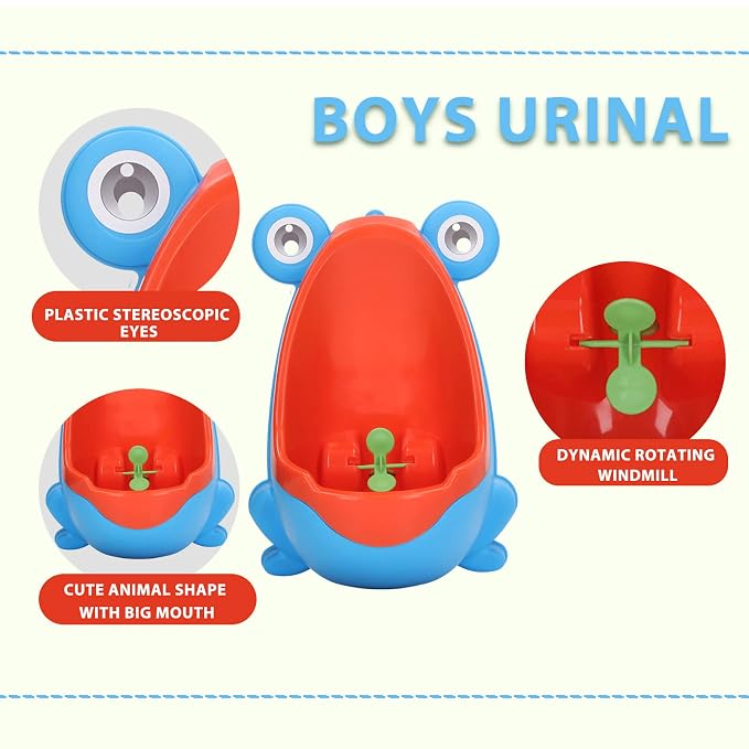 JTLB Frog Potty Training Urinal, Cute Frog Shape Cute Toddler Urinal Potty Training Urinal for Boys with Funny Aiming Target (Blue)