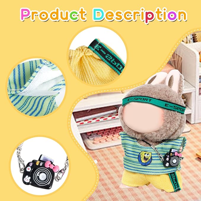 17cm Doll Clothes -5 Different Sets of Clothes and Hats, 6.7 Inches Cute Doll Accessories