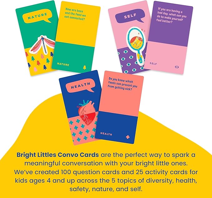 Bright Littles Conversation Cards - Family Bonding & Development Edition: Engage Kids & Parents in Mindful Discussion - Interactive Deck for Group, Table Topics & Game - Connect, Talk, and Grow