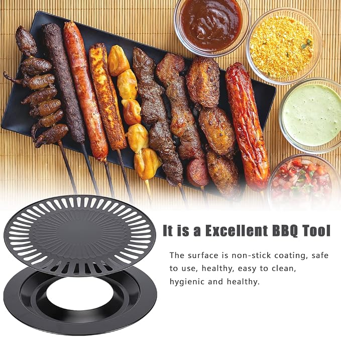 Korean BBQ Grill Pan Non stick Barbecue Plate for Indoor Outdoor Grilling, Bakeware for Home Camping