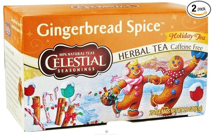 Celestial Seasonings Holiday Tea Gingerbread Spice Herb Tea, 20-count (Pack of 2)