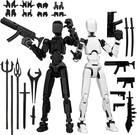 2PCS Assembly Completed T13 Action Figure,Multi-Jointed, Articulated T13 Desktop Decoration,Nova 13 Action Figures Desktop Decorations for Game Lovers Toy (Green)