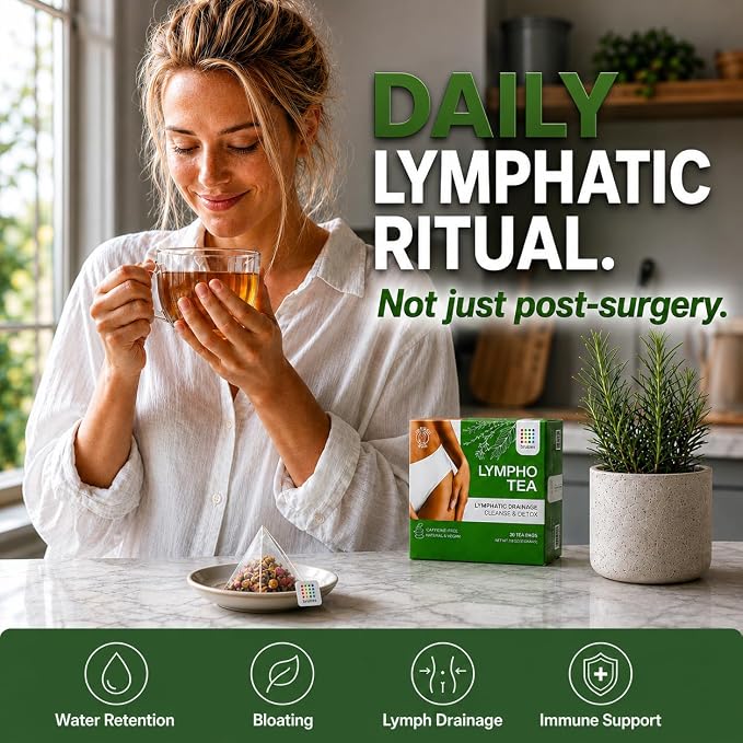 Bruizex Lymphatic Cleanse & Detox Herbal Tea- Lymphatic Drainage & Bloating Relief | Water Retention | Ginger Blend for Post Surgery Recovery | Liposuction, Tummy Tuck, Lipedema & Lymphedema- 30-Pack