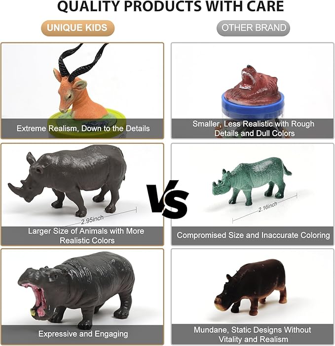 UNIQUE KIDS Mini Wild Animals 15-Pcs Figure Set | Realistic Sensory Tube Playset for Toddlers 3-5, Party Favors