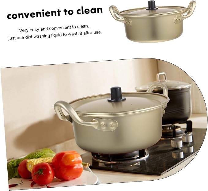 Tofficu Practical Aluminum Cooking Pot for Home Kitchen Multi-function Stew and Noodle Pot Open Fire Heating Ergonomic Design Easy to Clean