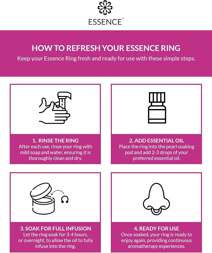 Essence Wearable Aromatherapy Nasal Diffuser – Nausea Relief Essential Oil Nose Ring Refresh Kit – Personal Scent Clip for Travel, Work & Everyday Use – Made in USA