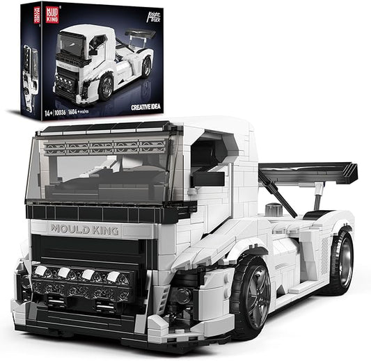 Mould King 10036 Tractor Truck Building Set, MOC City Semi Truck Building Blocks Set to Build, Gift for Age 14+/Adult Collections Enthusiasts(1604+ Pieces, Static Version)